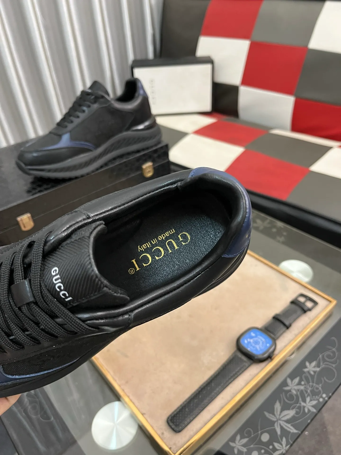 Men's shoes 💰458⌚️⌚️[GUCCI] The latest trendy men's casual shoes, the fabric is made of embossed cowhide imported from Italy, comfortable sheepskin lining + feet, the original outsole is wear-resistant and non-slip, high-level version, size: 38-444️⃣Colors available